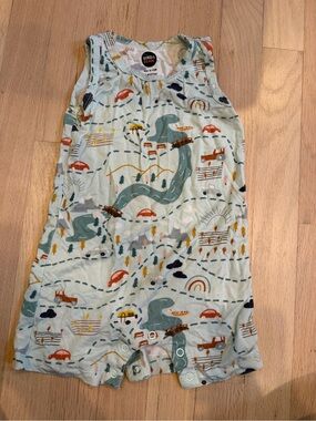 Light Green Kids' Road Map shorts one piece